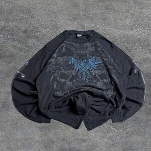 Vintage Y2K MMA Elite Grunge Archive Black Longsleeve Distressed Affliction like